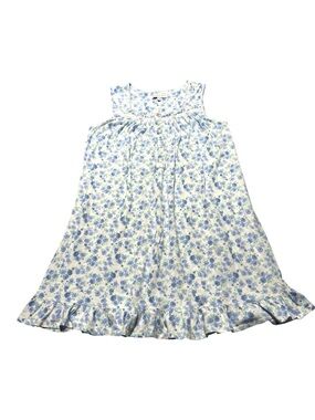 Eileen West Women’s Large Blue & White Floral Babydoll Ruffle Hem Chemise